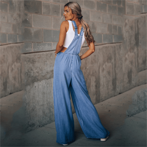 Dames Blauwe Denim Jumpsuit Overall