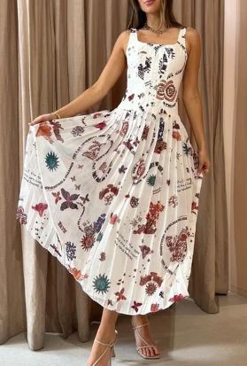 Vrouwelijke Lange Maxi Jurk met Leuke Print - StudioMarella