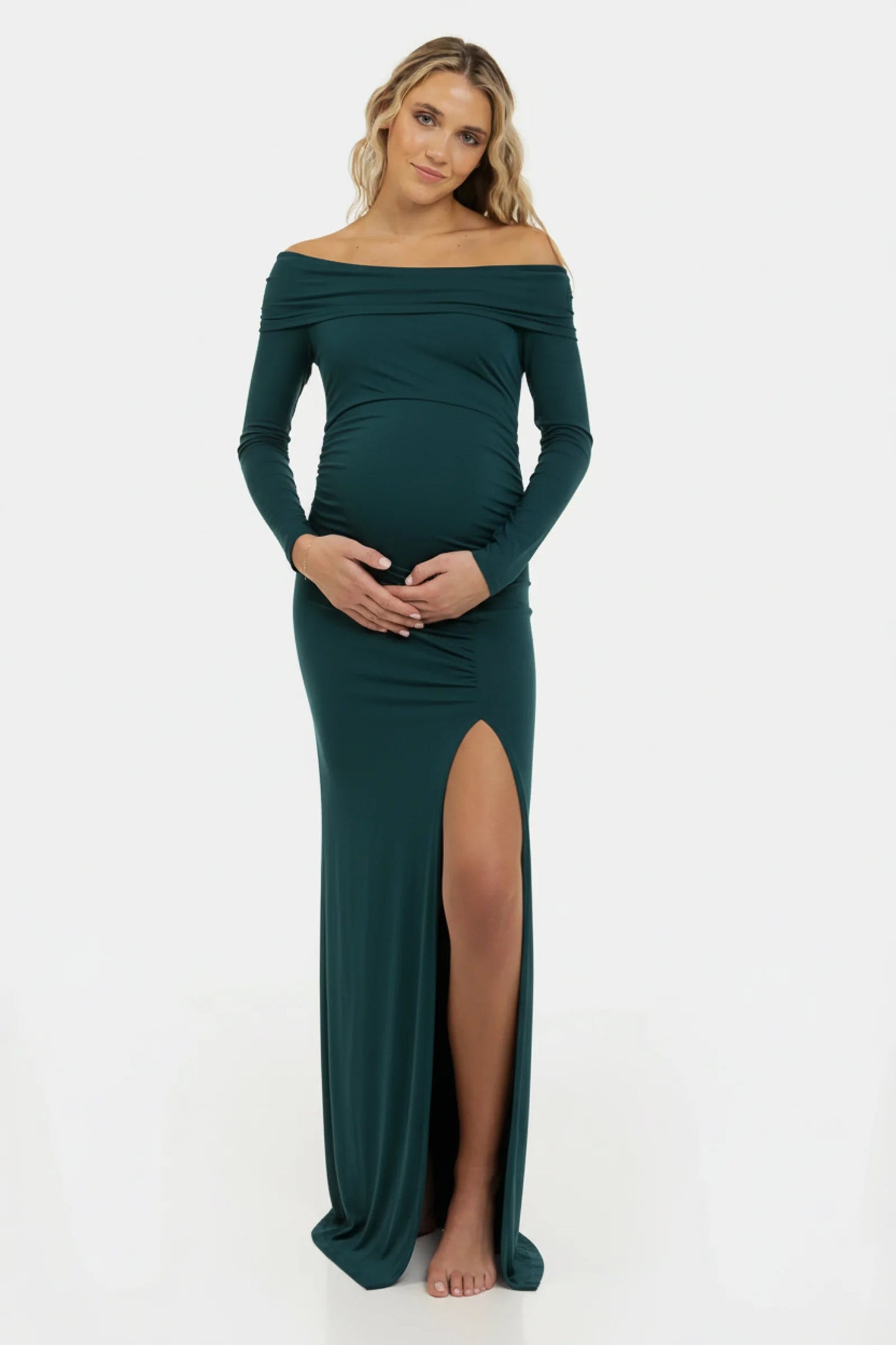 Zwangerschapsjurk Maxi Off Shoulder Elegante Zomerjurk voor Dames