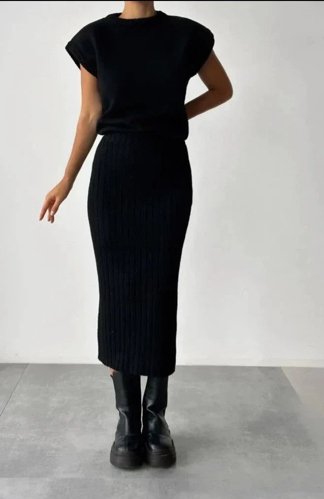 Dames Gebreide Rok en Vest Set Warme Winter Collectie