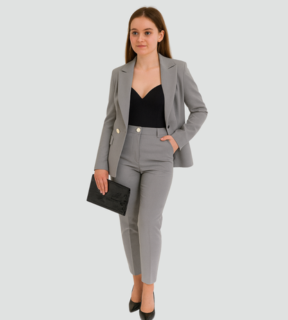 Dames Blazer Ceremonieel Kort Dubbel Knopen Jas