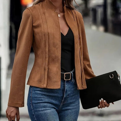 Dames Suède Jas Elegant Tijdloos Perfecte Pasvorm