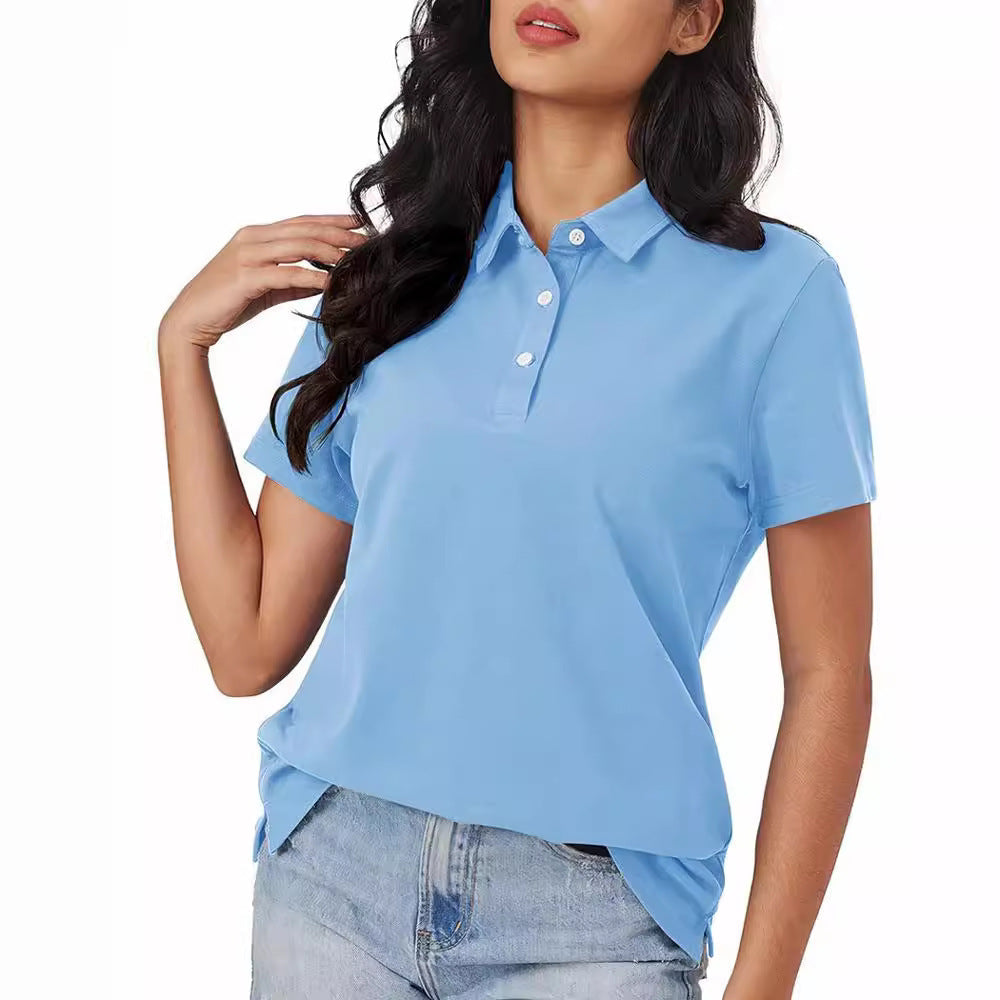 Dames Polo Top Kortemouw Zomerjurk Basic Wit