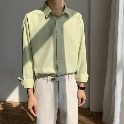 Lichtgroen Overhemd voor Mannen Katoen Casual Stijl - StudioMarella