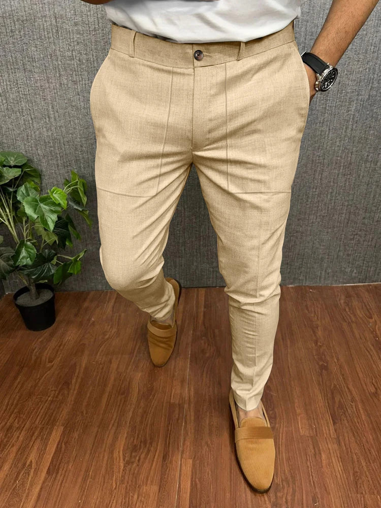 Mannen Broek Slim Fit Potloodbroek Stijlvol Zwart - StudioMarella