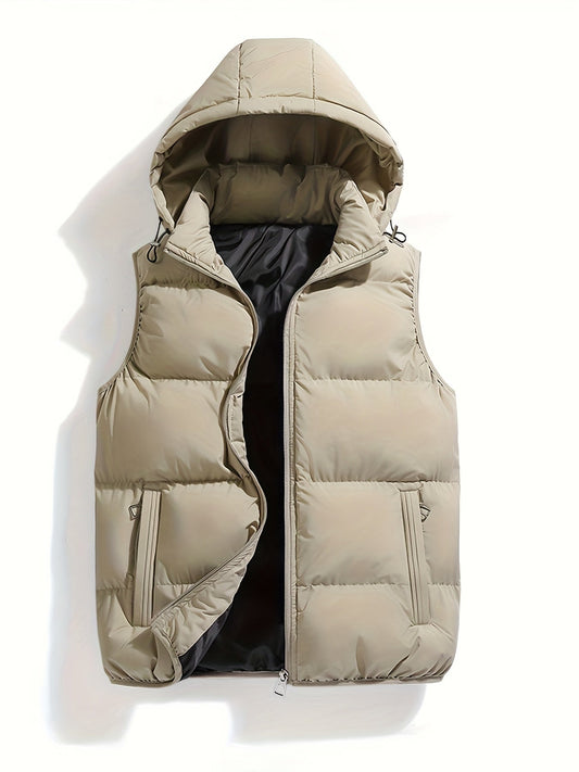 Heren Vest Warm met Capuchon en Opstaande Kraag - StudioMarella