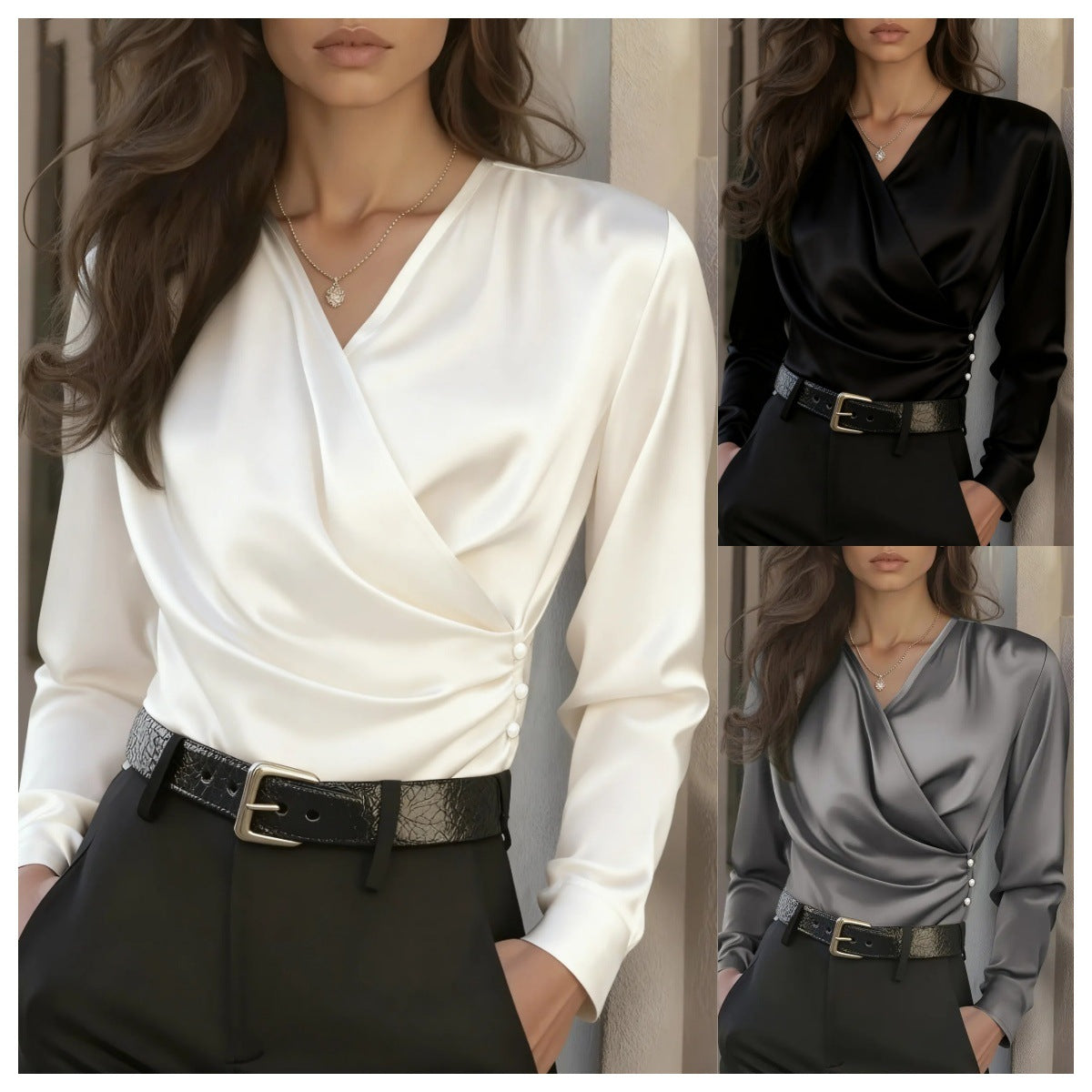 Dames Blouse V-Hals Stijlvol Luxe Wikkelblouse