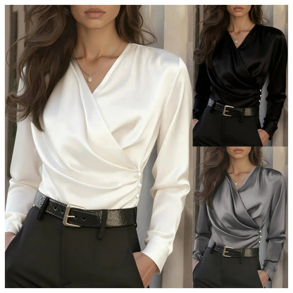 Dames Blouse V-Hals Stijlvol Luxe Wikkelblouse