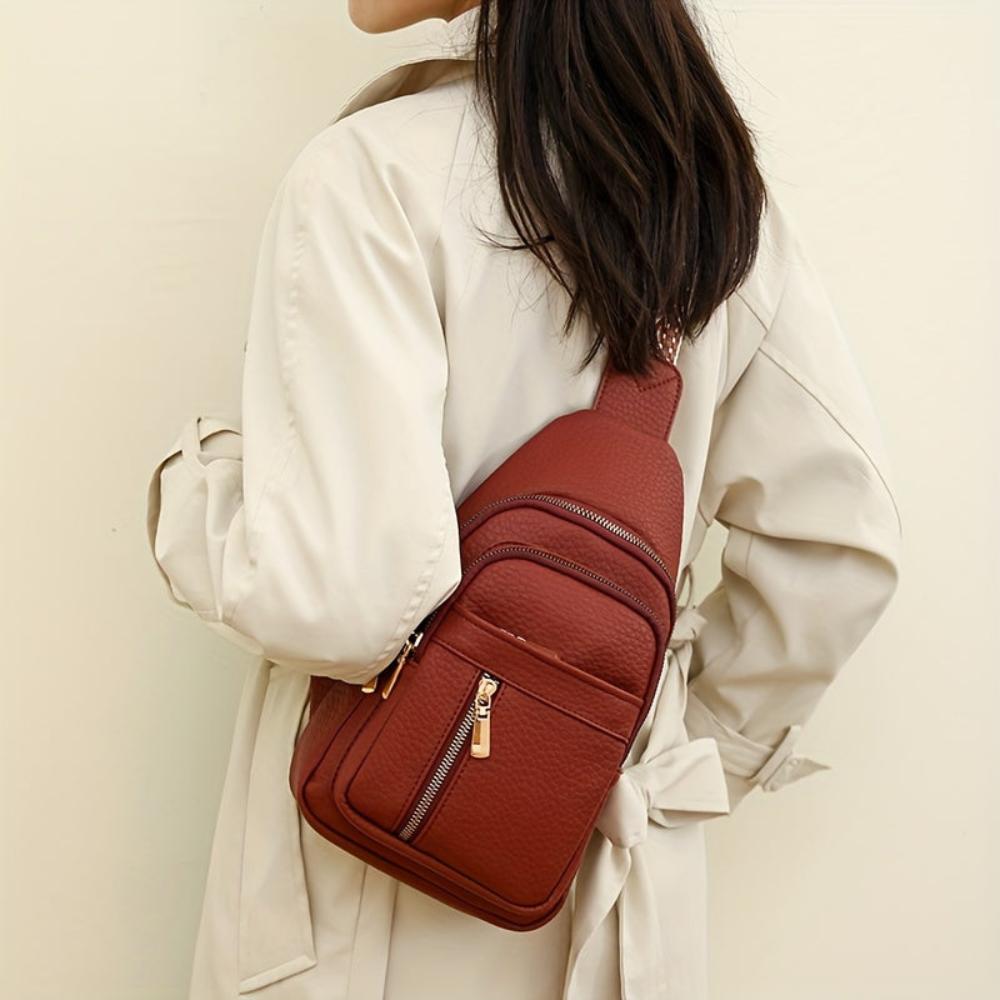 Vintage Crossbody Schoudertas Leer met Vakken voor Vrije Tijd Sport Retro Dagelijks Gebruik Dames Handtas