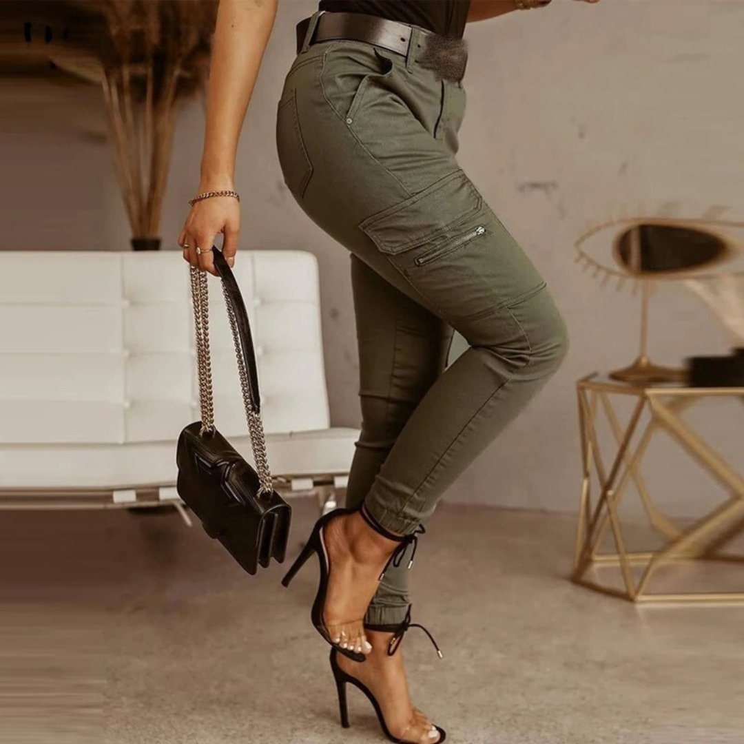 Dames Cargo Broek Jeans Met Steekzakken Comfortabele Zithoogte