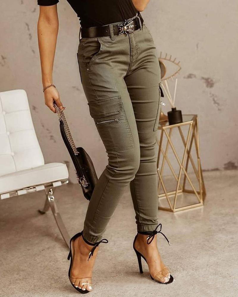 Dames Cargo Broek Jeans Met Steekzakken Comfortabele Zithoogte