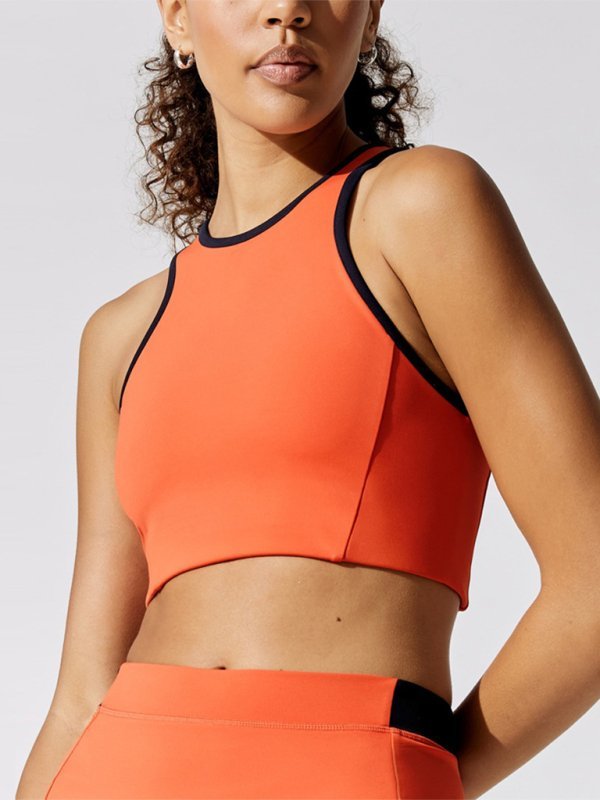 Vrouwelijke Sport BH Racerback Oranje Met Contrastkleuren - StudioMarella