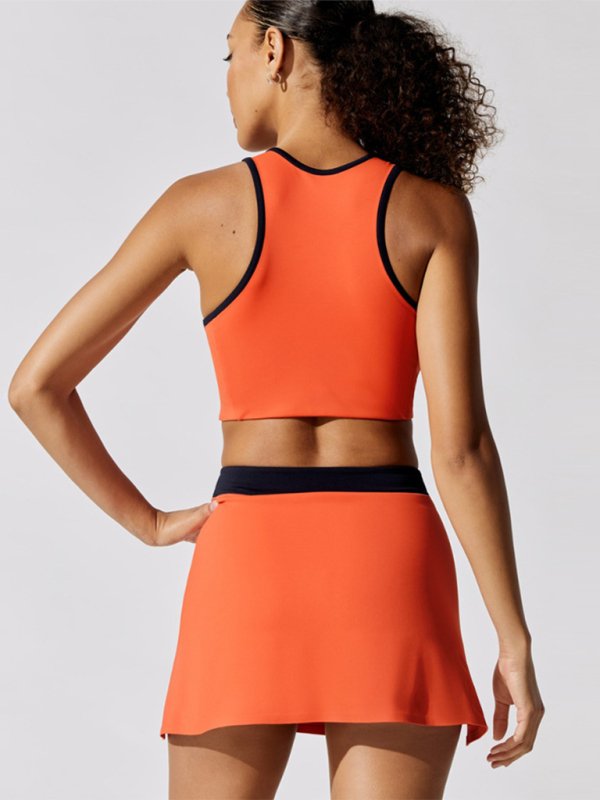 Vrouwelijke Sport BH Racerback Oranje Met Contrastkleuren