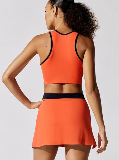 Vrouwelijke Sport BH Racerback Oranje Met Contrastkleuren