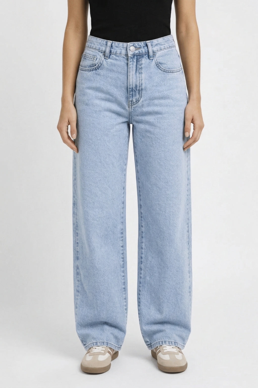Dames Jeans Wide Leg Hoge Taille Lichte Wassing Casual Stijl