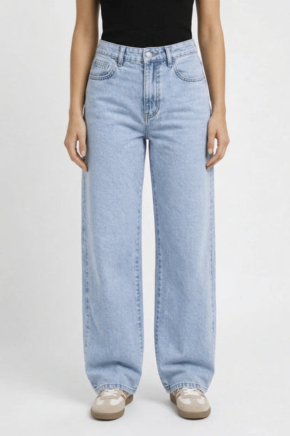 Dames Jeans Wide Leg Hoge Taille Lichte Wassing Casual Stijl