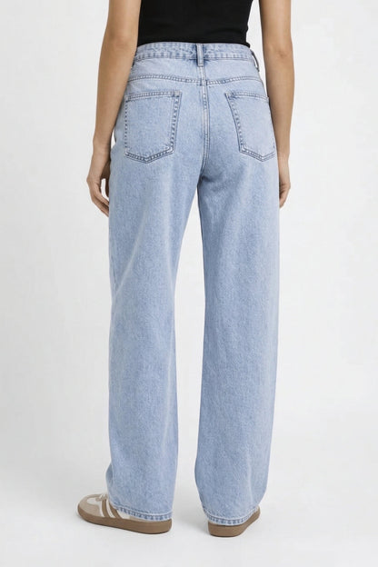 Dames Jeans Wide Leg Hoge Taille Lichte Wassing Casual Stijl