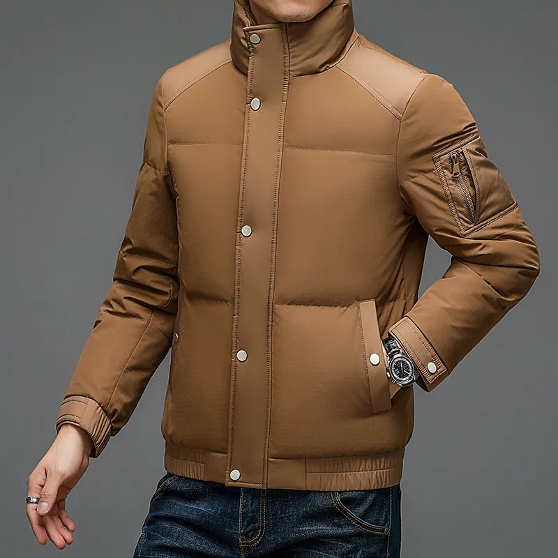 Damien | Puffer donsjack voor heren in de kleur Bruin voor heren in Outdoor stijl ideaal voor de herfst.