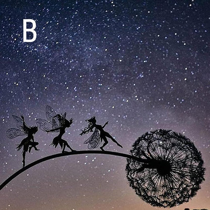 Feë Tuinspinner met Paardenbloem – Windspinner Tuindecoratie 25 cm – IJzeren Tuinsteker met Draaiend Feëfiguur en Paardenbloembloemen – Weervaste Tuinversiering voor Bloembedden en Paden