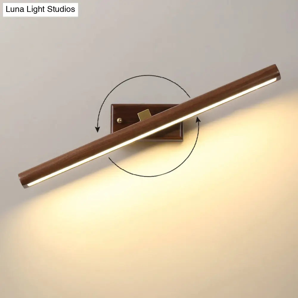Scandinavische Wandlamp met Houten Accenten en Acryl Kap – Moderne LED Badkamerverlichting in Donker Hout