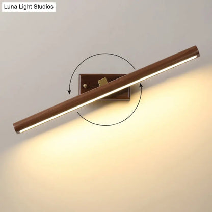 Scandinavische Wandlamp met Houten Accenten en Acryl Kap – Moderne LED Badkamerverlichting in Donker Hout
