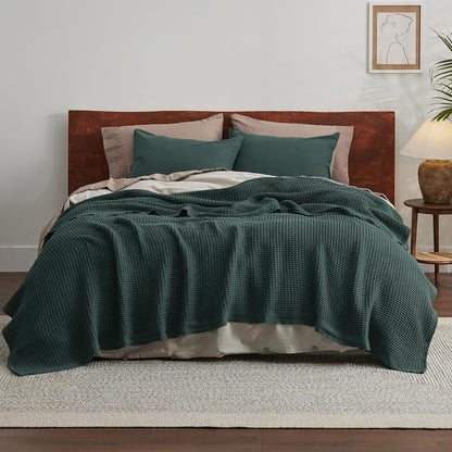 Lichtgewicht Katoenen Wafelplaid Tweepersoonsbed Zacht Ademend Deken Scandinavisch Design 90x90 cm Woonkamer