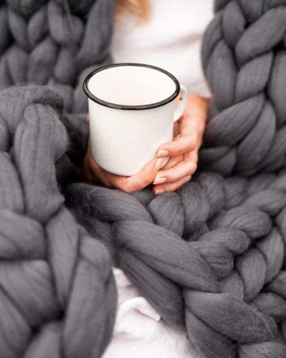 Handgebreid Chunky Plaid – Dik Gebreide Deken in Zachte Chenille voor Bank en Bed