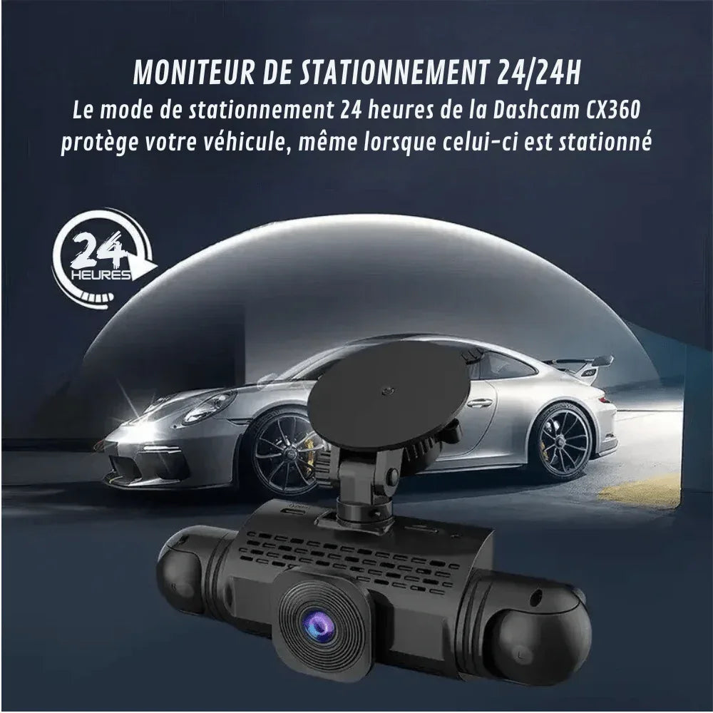 Dashcam met 360° Panoramische Visie Full HD Nachtzicht Auto Camera Parkeerbewaking Veiligheid Opname