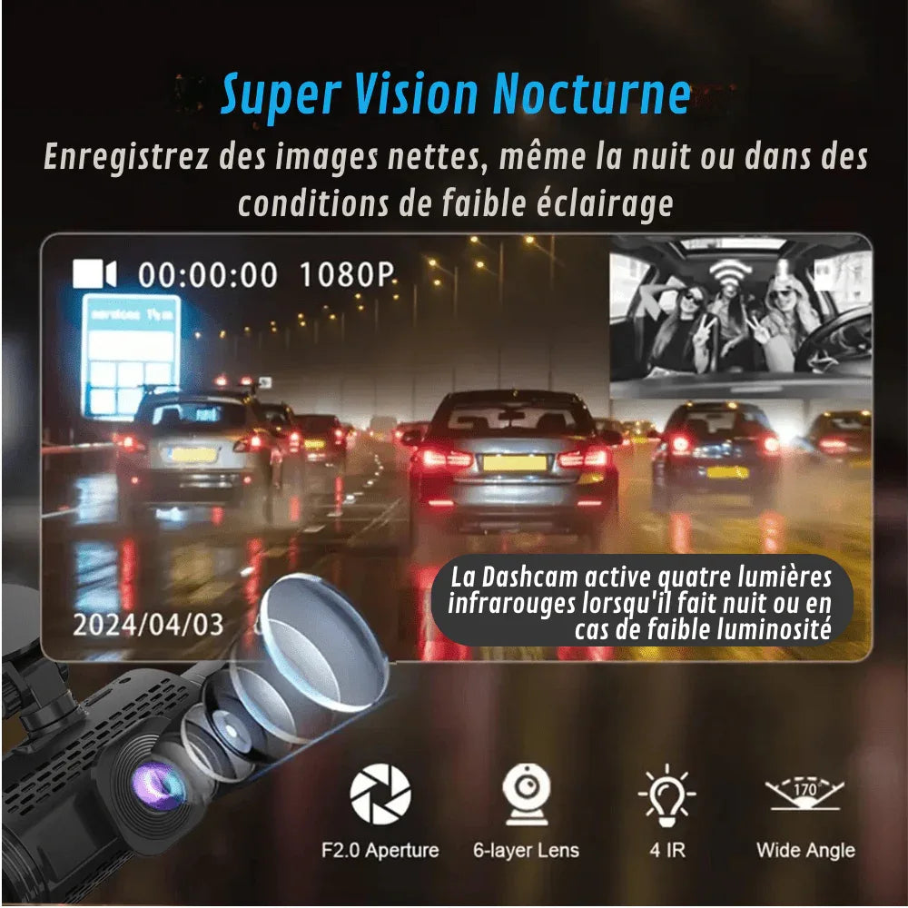 Dashcam met 360° Panoramische Visie Full HD Nachtzicht Auto Camera Parkeerbewaking Veiligheid Opname
