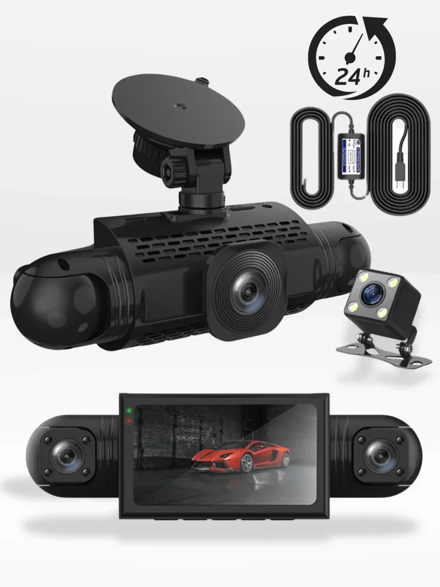 Dashcam met 360° Panoramische Visie Full HD Nachtzicht Auto Camera Parkeerbewaking Veiligheid Opname