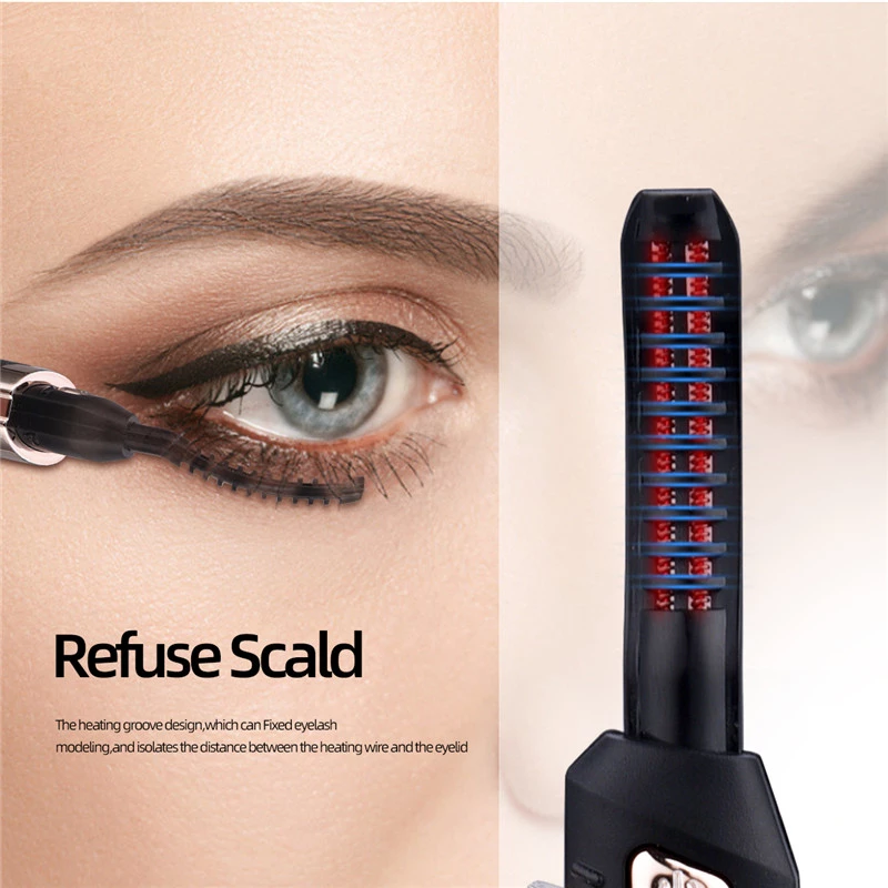Verwarmde Elektrische Wimperlifter met Kamvorm en 3 Temperatuurstanden voor Langdurige Curl