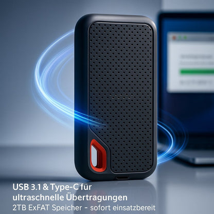 Externe SSD-Schijf 2TB – Compacte Harde Schijf voor Laptop & Smartphone