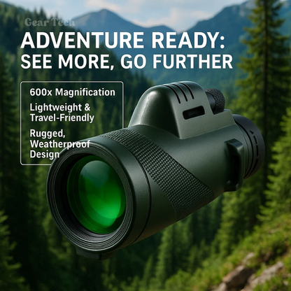 Compacte 600x Ultra-Zoom Monoculair – HD Lens, Lichtgewicht, Ideaal voor Wandelen, Vogels Kijken en Sportevenementen