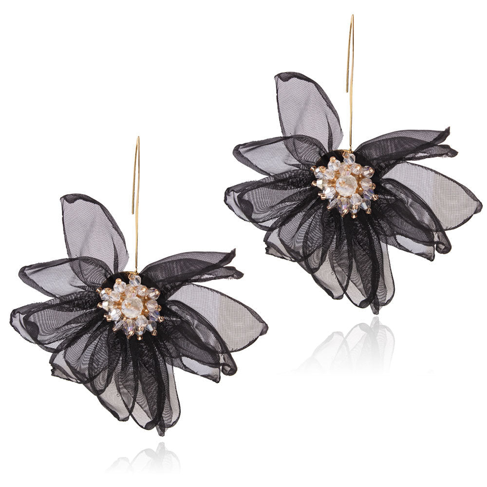 Dames Oorbellen Bloemmotief met Organza Stof