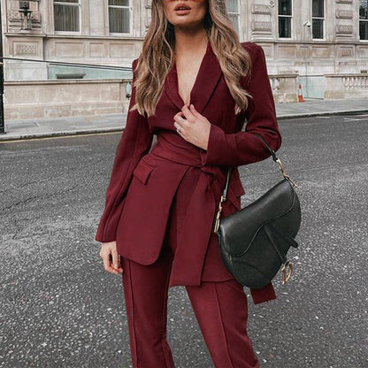 Dames Blazer Set - Tweedelig Pak met Pantalon Elegante Stijl