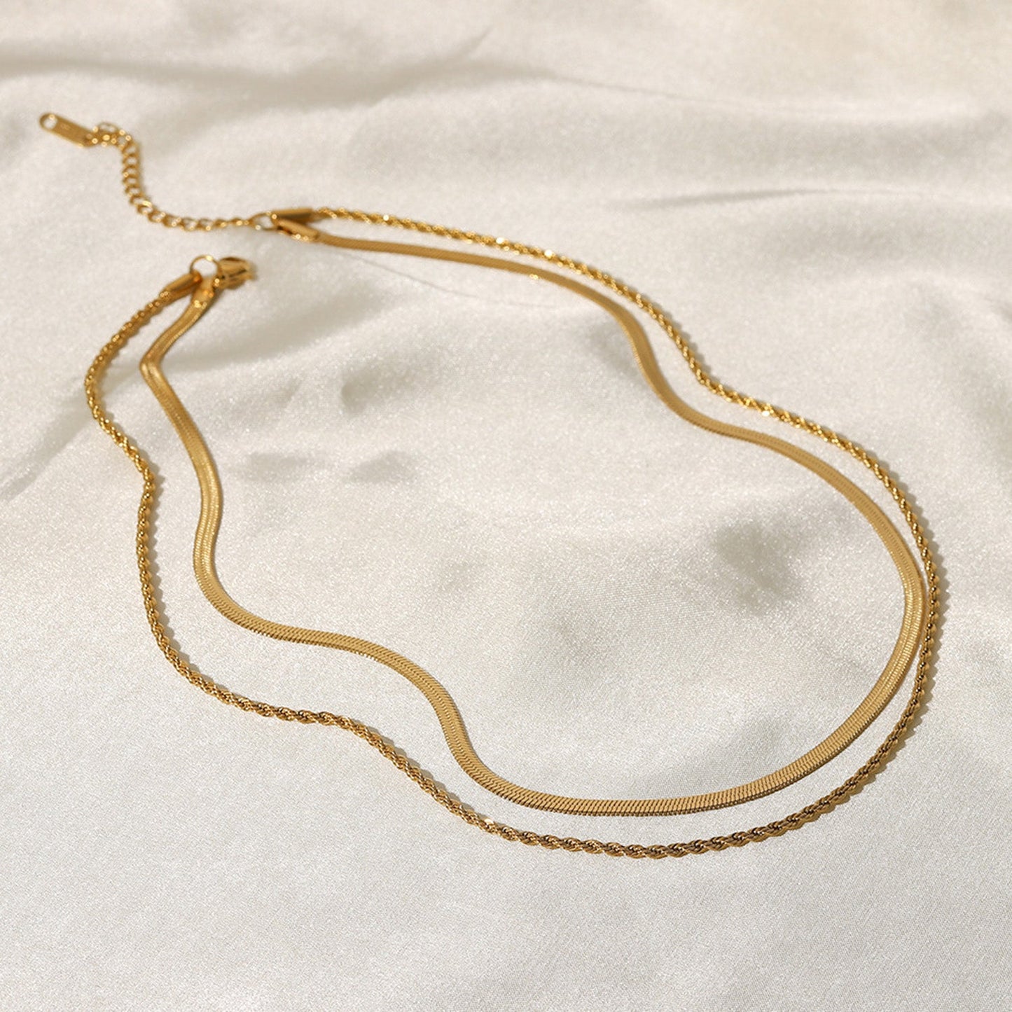 Gouden Ketting Dubbele Schakel Gelaagd Design