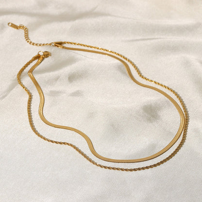 Gouden Ketting Dubbele Schakel Gelaagd Design