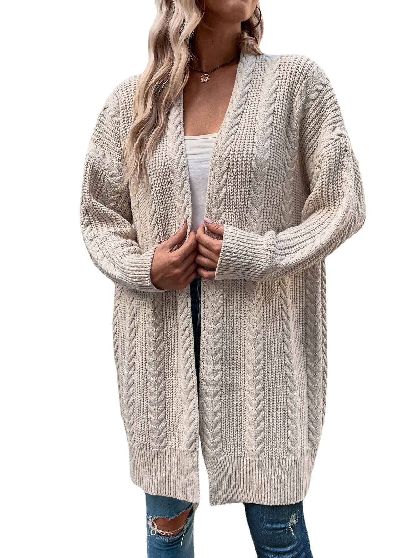 Dames Oversized Vest Gebreid met Kabelpatroon