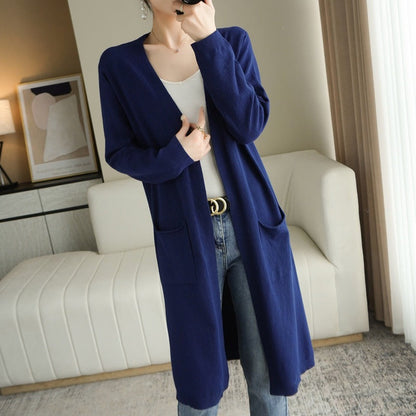 Dames Gebreide Vest Lange Stijl Trendy Kleding