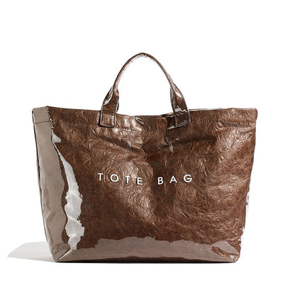 Leren Tote Bag Amber Kleur Luxe Lakleer