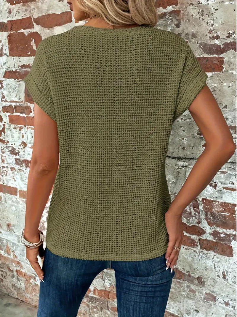 Vrouwelijke Zomerblouse Korte Mouw