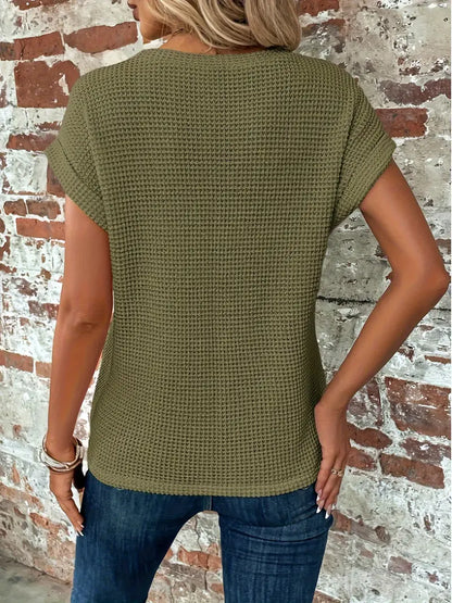 Vrouwelijke Zomerblouse Korte Mouw