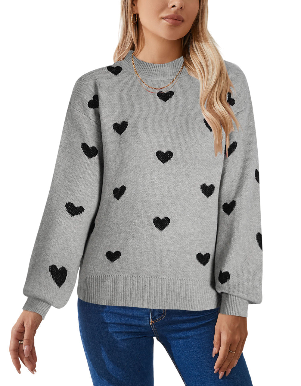 Dames Trui Zachte Hartjes Reggy Stijlvolle Look → Dames Trui met Hartjes Zachte Stof Reggy Stijl