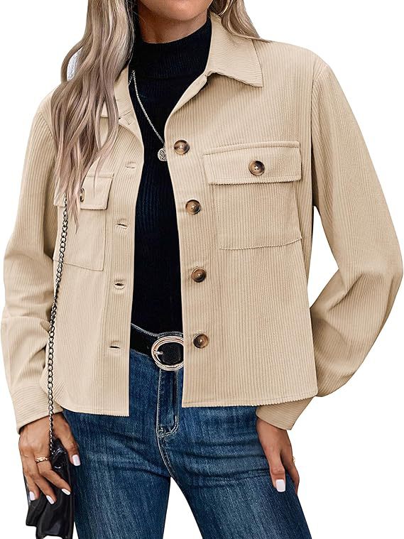 Dames Corduroy Jas Kort Bruin Trendy Model