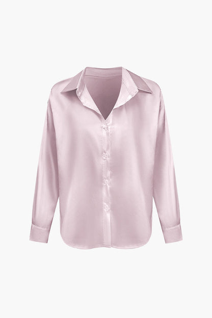 Vrouwelijke Blouse van Satijn Lang Mouw Elegant Model