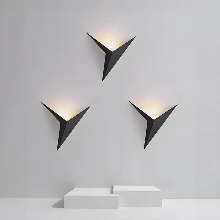 Vogel wandlamp ijzer zwart wandverlichting slaapkamer woonkamer minimalistisch design origami stijl LED