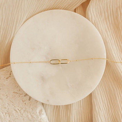 Dames Ketting Ovaal Staal Schakel Elegante Minimalistische Halsketting