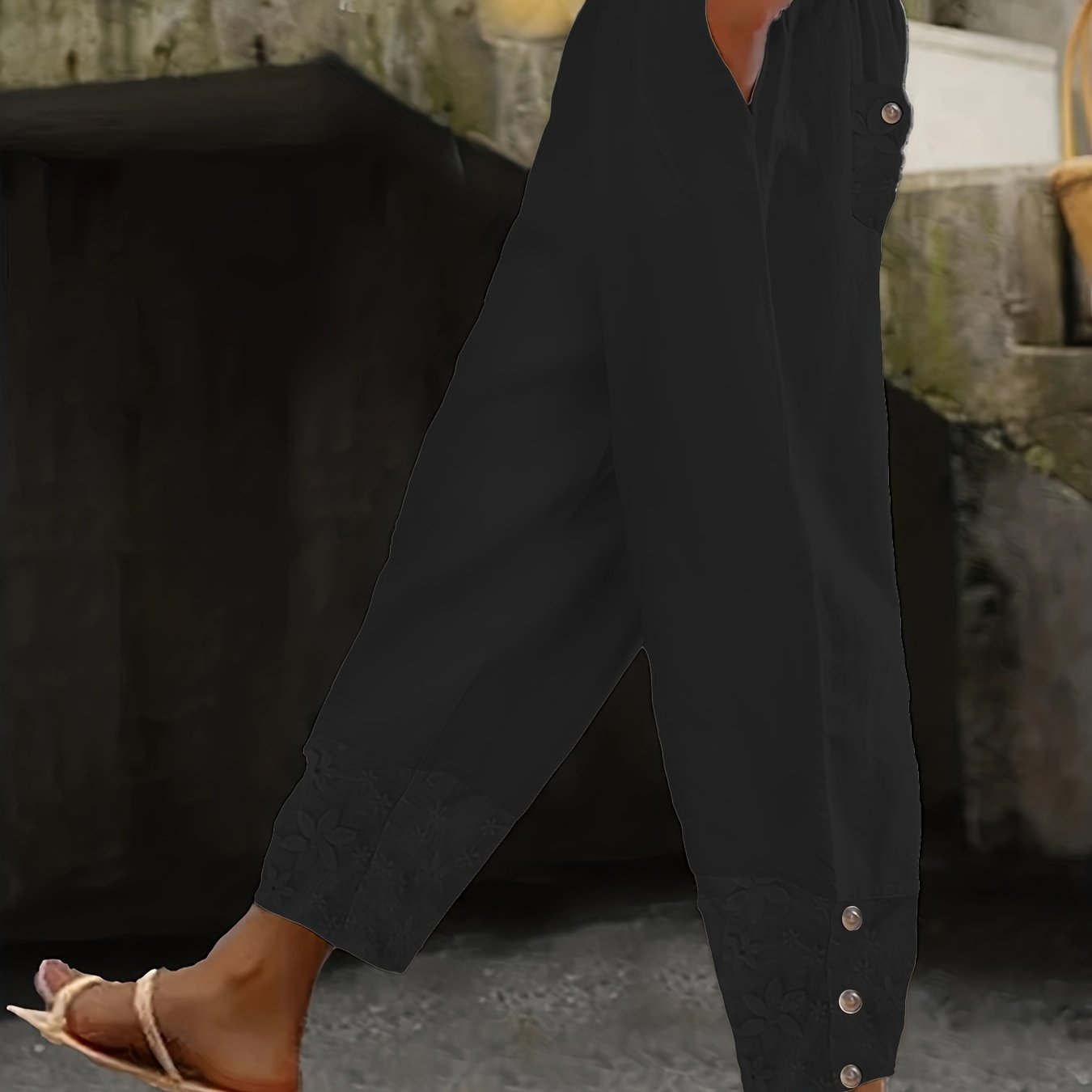 Dames Broek Elastische Band en Kantdetail