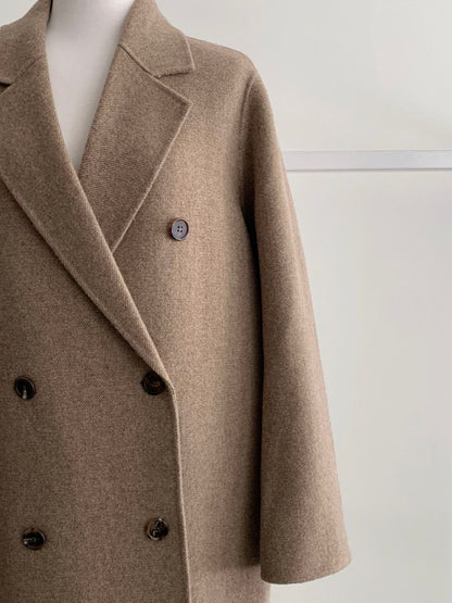 Dames Wollen Mantel Lange Model met Ceintuur