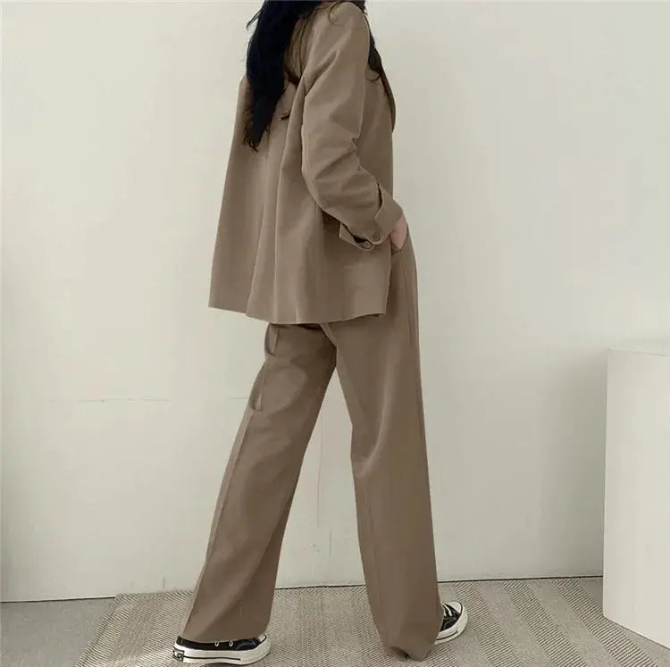 Dames Blazer Set met Rechte Broek Elegante Outfit